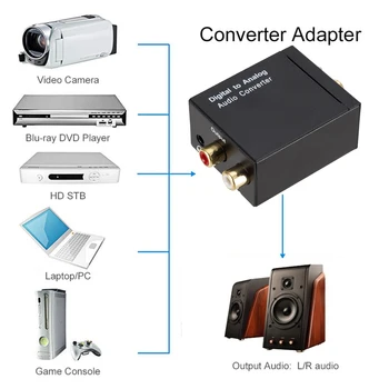 3,5 mm RCA Digital-til-Analog-Converter Stereo Lyd Signal Forstærker til Analog DAC Fiberoptiske Dekoder spdif Coaxial Kabel til TV