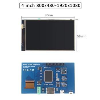 Raspberry Pi 4 tommer 3,5-tommers LCD-Touch Skærm, 480x320 til 1920x1080 IPS Baggrundslys Justerbar Skærm til RPI 4B/B+/3B/Nul PC