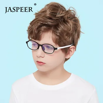 JASPEER Oval Børn Blå Lys Blokering Briller Vintage Anti Blå Briller Drenge Piger TR90 Kids Computer Glas