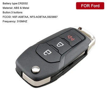 3Buttons Flip Fjernbetjening Nøgle med Keyless Entry Fob ID49 Chip for FORD F150 F250 F350 2016 2017 2018 2019 315MHZ N5F-A08TAA