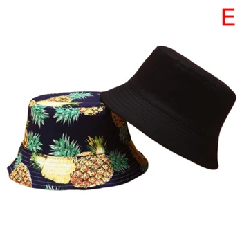 Sommer To Side Reversible Frugt-Ananas, Vandmelon, Kirsebær Lemon Bucket Hat Til Mænd, Kvinder Fiskeren Hat Panama Bob Hat