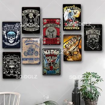 [SQ-DGLZ] MOTOR Club Metal Sign Vintage Metal Plade Plade Wall Decor Tin Tegn Motorcykel Plakat Gave