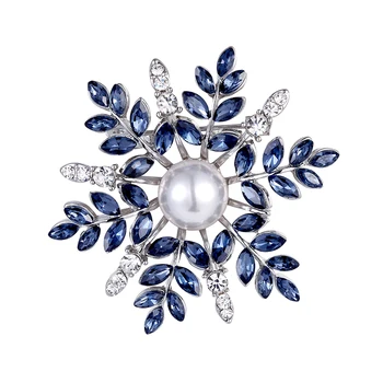 Ny Mode kvinders stor broche damer snefnug, imiteret perle, rhinsten krystal bryllup broche pin smykker Ms Julegave