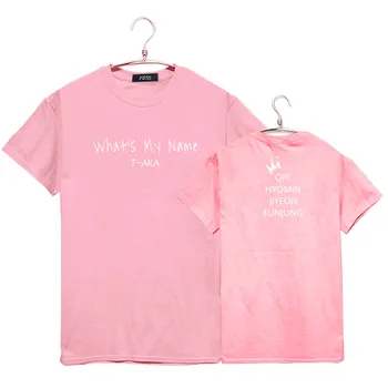 Sommer stil queens støttende t-shirt kpop tara t-ara nye album what ' s my name udskrivning o hals kortærmet t-shirt