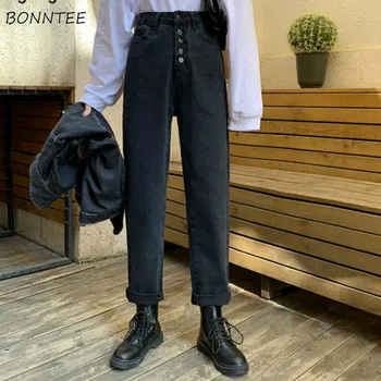 Jeans Kvinder Sort Streetwear koreansk Mode Høj Talje Dame Kæreste Denim Bukser til Kvinder med Lommer Vintage Top Shop