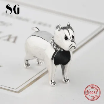 Sterling Sølv 925 Bulldog Perler Dyr Hund Charms Passer Oprindelige Pandora Armbånd Smykker at Gøre for Kvinder Gaver