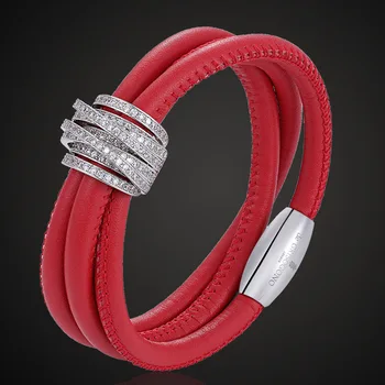 Zlxgirl justerbar Magnet imiteret læder zircon armbånd tilbehør, mode kvinders kæde armbånd&halskæde guangdong-fabrik
