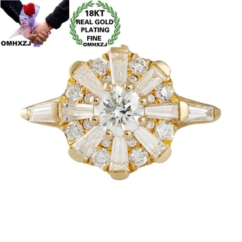 OMHXZJ Engros RR1299 Europæiske Mode Fint, Kvinde, Pige, Fest, Fødselsdag, Bryllup Gave Luksus Blomst Zircon 18KT Guld Ring