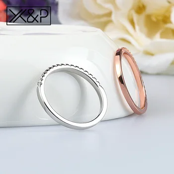 X&P Bryllup Mærke Rose Guld Sølv Farve Stabelbare AAA Cubic Zirconia Ringe til Kvinder Engagement Krystal Mode Ring Smykker