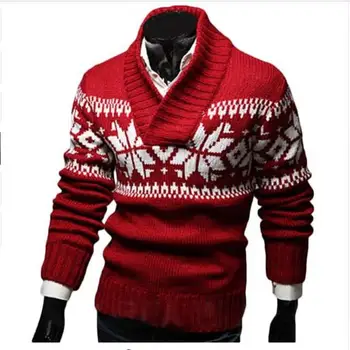 Jul Sweater Mænd Efteråret Jersey Jul Hombre Jacquard Mandlige Slank Sweater Strikket Mænd Sweaters Mænd Trøjer