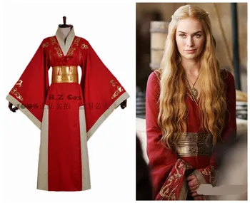 Halloween kvinder Thrones Cersei Lannister Kostume Cersei Rød Kappe Kjole Fase Rolle Spil Party Fancy Kjole