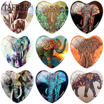 TAFREE Hjerte Form Glas Cabohcon 25mm Elefant-Art Billeder Dome Base Dække Vedhæng Cameo-Indstillinger