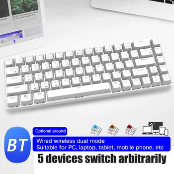 68 Nøgler Trådløse Bluetooth-Mekanisk Gaming Tastatur USB Dual-Mode RGB-Baggrundsbelysning Multi-Device-Tastatur, Grøn/Rød/Brun Skifte