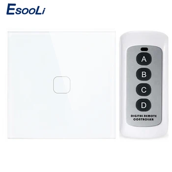 Esooli EU/UK Standard 1 Gang 1 Vejs Fjernbetjening Switch, AC 170~240V Wall Light Remote Touch Skifte Med Mini Remote Controller