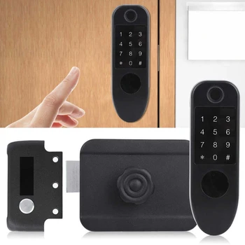 Dørhåndtag 125KHZ Anti-Tyveri Smart adgangskontrol med Fingeraftryk Opbevaring Password nøglekort Integrerede Elektriske Ledninger Gratis