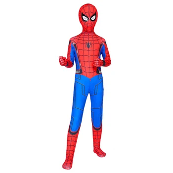 Voksen Barn Spider Vers Km Morales Cosplay Kostume Mand Zentai Spiderboy Mønster Bodysuit Jumpsuits Halloween Kostume D39A66