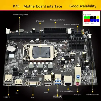 B75 LGA1155 Bundkort Understøtter DDR3 2X8G Hukommelse SATA2.0 USB3.0 HDMI High-Speed Interface til LGA1155 Server-Serien