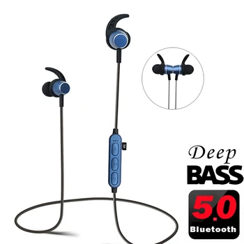 5.0 Bluetooth Hovedtelefon Sport Hovedtelefoner Trådløse Headset Støj Annullering af Mp3-Afspiller Magentic Metal Dyb Bas, Stereo øretelefoner W/Mic