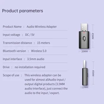 3,5 MM AUX-Bil Bluetooth-Modtager Bluetooth Audio Musik 5.0 Bil Kits Trådløse Musik-Adapter Håndfri Højttaler Auto Stereo