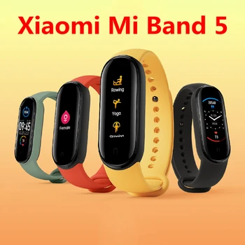Den globale Version Xiaomi Mi-Band 5 Armbånd Fitness Tracker-Armbånd 1,1 Tommer Farverige AMOLED-Skærm, Vandtæt Smart Band 5
