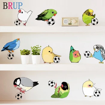 Kreative Papegøje Fodbold Wall Stickers Fugle Fodbold Hjem Indretning til børneværelset Kunst boligindretning Tilbehør til stuen