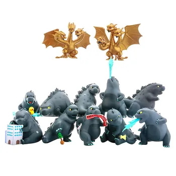 14 Stilarter Q Søde Version Gojira Godzilla PVC Anime Handling Figur Collectible Model Toy Chlidren Fødselsdag Julegave Med Box