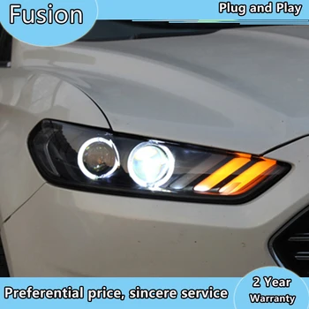 Bil Styling for Ford Fusion Forlygte 2013-2017 Mondeo DRL Mustang Design Hid Dynamisk Signal Bi-Xenon LED Stråle Tilbehør
