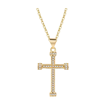 ROLILASON Klassiske design på Tværs af engros golden tone zircon halskæder, vedhæng pentagram mode smykker LN680