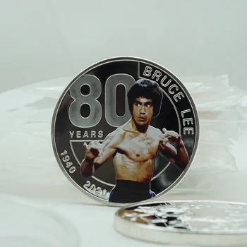 Bruce Lee 80 jubilæum sølv Forgyldt Mønt Kungfu Super Star rent sølv Amerikanske Hollywood-Mønter til Fødselsdag Gaver