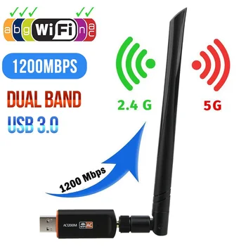 Trådløse 1200Mbps WiFi-Adapter USB 3.0-Dongle, 2,4 G/5G Lang Række Stabilt Signal-Netværk til Windows XP 10 8 7 Visa Mac10.6-10.13