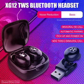 XG12 TWS Bluetooth-5.0 Hovedtelefon Stereo Trådløse Earbus WIFI Lyd Sport Hovedtelefoner Håndfri Gaming Headset med Mic For Telefonen