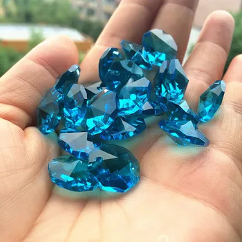 Gratis Forsendelse 100pcs/masse 14mm Aquamarine Crystal Ottekant Perler I Et Hul Til Crystal Gardin Tilbehør til boligindretning