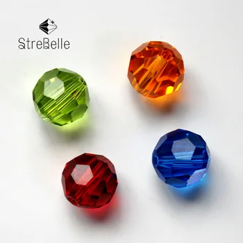 StreBelle Krystal Perler Smykker 100PCs Glas Facetslebet Runde Spacer Perler Til gør det selv Smykker Gaver & Crafts-8mm