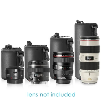 Neewer 4 Størrelsen DSLR-Kamera Snor Linse Etui Taske Cover Størrelse S M L XL for Sony/Canon/Nikon/Pentax/Olympus/Panasonic Linse