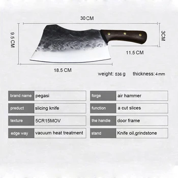 PEGASI 7.5 Japansk fortykket knogle-hakkekniv hånd smedning kokkens kniv hjem kniv kød stall dedikeret knogle-hakkekniv