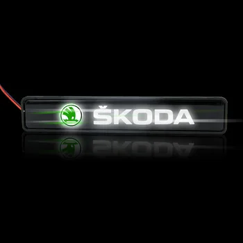 1x Chrome Front Hætte Grille Bil Emblem LED Dekorative Lys for Skodas Octavia A5 A7 Fabia Fantastisk Bil-Styling Lys Tilbehør