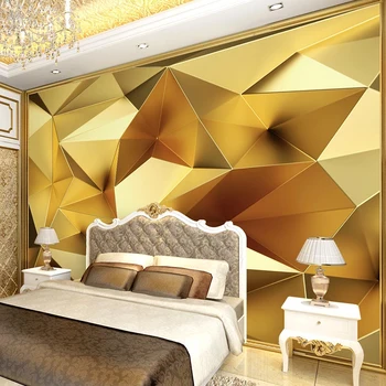 Brugerdefineret Baggrund Luksus Golden Geometriske Polygon 3D-Foto Vægmaleri Moderne Interiør Stue Restaurant Soveværelse Papel De Parede