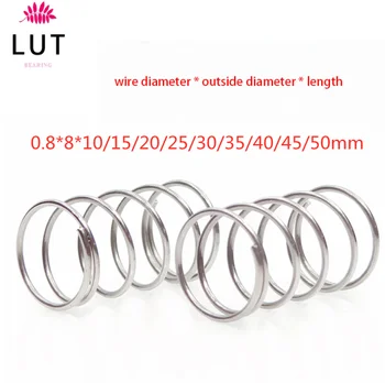 10stk 304 rustfrit stål foråret pres foråret korte fjeder Wire diameter på 0,8* udvendig diameter 8* længde 10-50