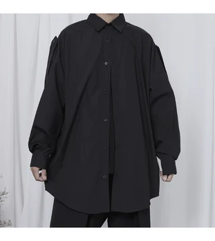 Original ny skjorte mandlige mid-længde shirt Yamamoto vind mørk skjorte niche designer løs langærmet skjorte