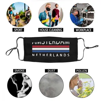 Genanvendelige Mænd Kvinder Hollandske Flag Munden Ansigtsmaske Amsterdam Historie Anti Haze Støvtæt Beskyttelse Cover Respirator Dæmpe