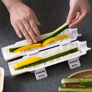 DIY Sushi Kaffefaciliteter Skimmel Japanske Snacks Rulle Ris Køkken Værktøjer Bazooka Grøntsager Kød Rullende Sushi-Making Maskine Onigiri
