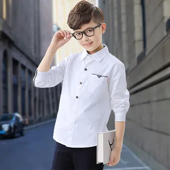 Nye Mode, Teenage-Shirts til Drenge med Lange Ærmer Bomuld Bluse Børn Drenge Shirts med Knapper til Børn, Tøj, Skole, Tøj