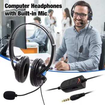 Computer Headset On-ear Hovedtelefoner med Indbygget Mikrofon Kabelforbundne Hovedtelefoner med Fleksibel Boom for PC Rejser Arbejde