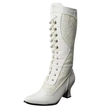 SAGACE sko kvinde Pu Fashion College Blonder Spids Tå Sko Side Zip Midten af Røret højhælede Støvler sko kvinde falts 2019DEC18