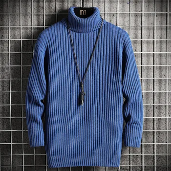 2020 Mænds Trøjer Fashion Streetwear langærmet Rullekrave Sweater Mænd Casual Harajuku Hip Hop Solid Pullovere Sweater for Herre