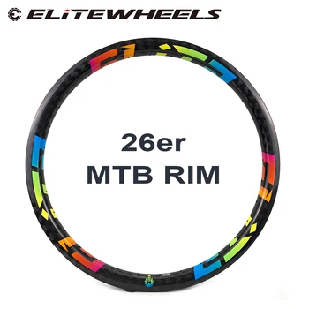 ELITEWHEELS 26er Mountainbike Rim Carbon Fiber Lavet Hookless Rim For XC ER DH Sne Bike Cykler MTB Hjulsæt 24 35 40 65 80 100
