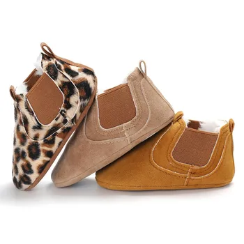 Efterår og Vinter Baby Buksetrold Leopard PU Læder Sko Nyfødte baby girl første walker sneakers sko toddler klassiske casual sko