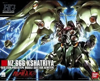 Original Gundam HG 1/144 Model NZ-666 KSHATRIYA UNICORN Mobile Suit GUNDAM Kids Legetøj Med Holder