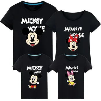Familie Matchende Tøj, Far, Søn, Mor, Datter Kjoler Tshirt Far Mor Og Mig Tøj Baby Dreng Pige Mickey, Minnie T-shirt