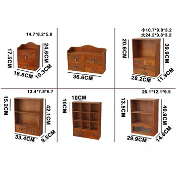 Træ Vintage Skattekiste Storage Box Skuffe Type Makewp Smykker Opbevaring Boks Tilfælde Arrangør Kontor, Efterbehandling, Opbevaring Skab